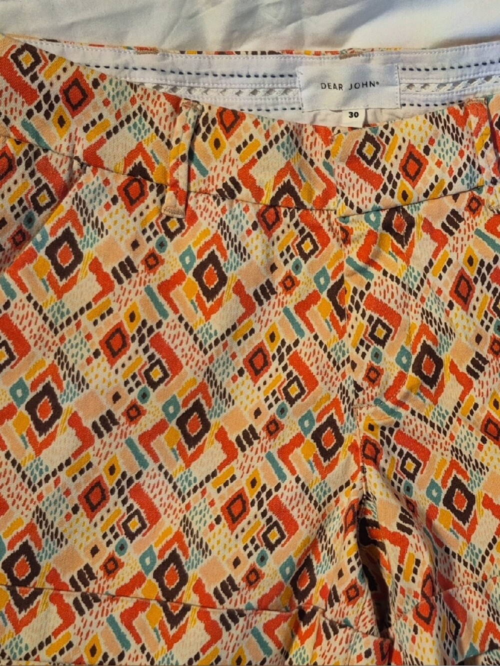 Dear John Coral, Teal & Yellow Geometric Print Shorts